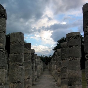 Nearly endless rows of columns at the Temple of the Warriors <a href=></a>