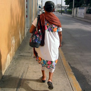 A 70-years young Mayan woman walks to the mercado in downtown Merida. <a href=></a>